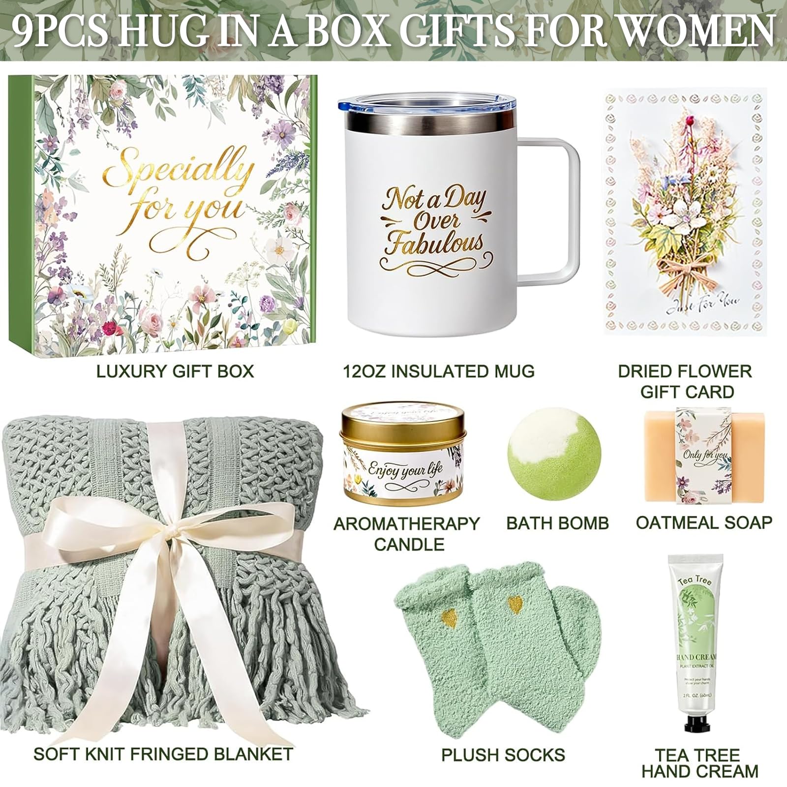 Christmas Birthday Gifts for Women Spa Care Package, Get Well Soon Gifts for Women, Self Care Gift Baskets, Thinking of You Sympathy Gift Box for Mom, Her, Friend, Sister, Wife