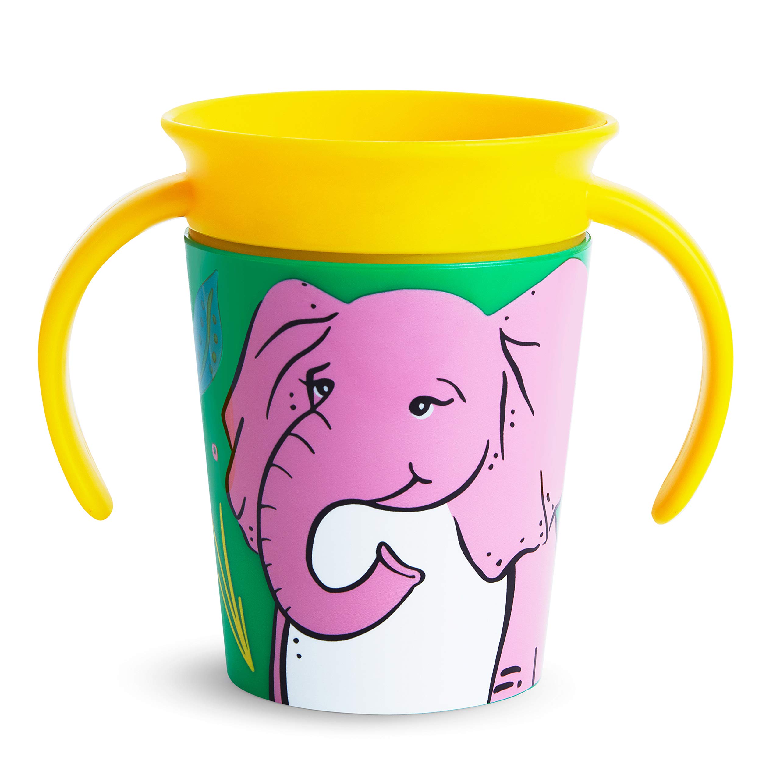 Munchkin Miracle 360° WildLove Trainer Cup| 6 oz/177 ml |Spill-Proof| BPA-Free Toddler Cup with 360° Drinking Edge - Eco-Friendly Packaging |Elephant