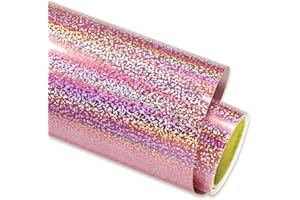 GIRAFVINYL Holographic Glitter Vinyl, Sparkle Pink Permanent Vinyl 12" x 6ft for DIY Tumblers