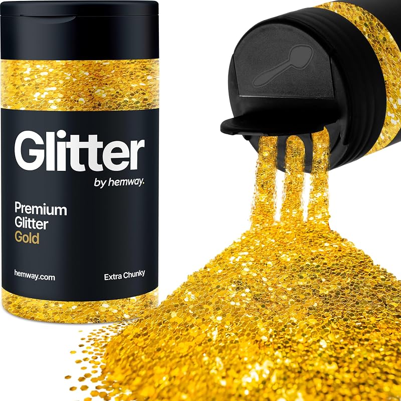 Hemway Gold Glitter Shaker 130g Extra Chunky 1/24 Inch Metallic Flake