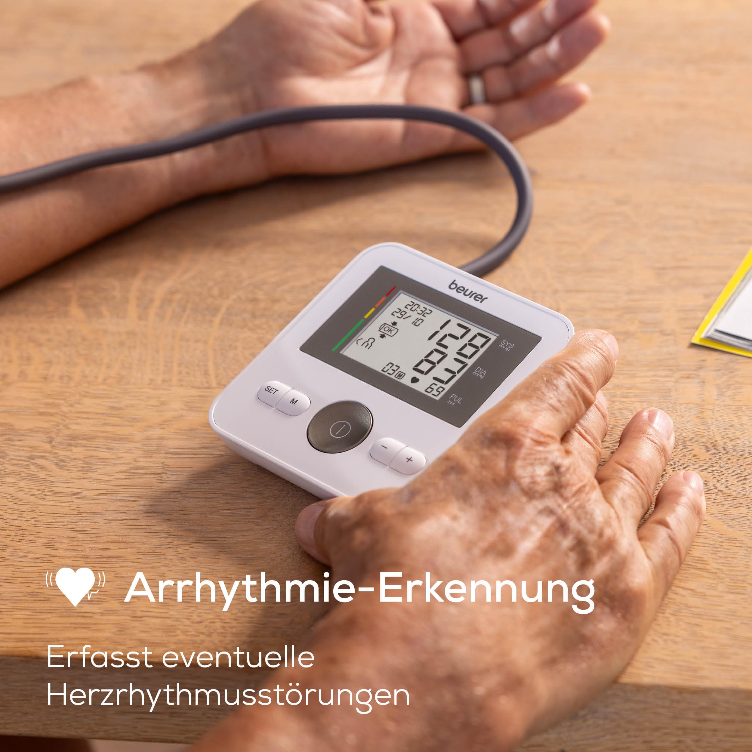Beurer BM 27 Oberarm-Blutdruckmessgerät mit Manschettensitzkontrolle, klinisch validiert, Manschette für 22-42 cm, Risikoindikator, Arrhythmie-Erkennung, Datenübertragung zu Apple Health und co. 4
