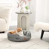 Bedsure Cat Bed Indoor 51x48x15cm Round Washable Grey with Non-Slip Bottom view 7