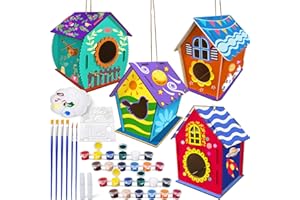 Heyzeibo 4Pack Birdhouse Kit, Craft Kits for Kids to Build and Paint Bird House, Easter DIY Wooden Arts and Crafts for Girls Boys Toddler