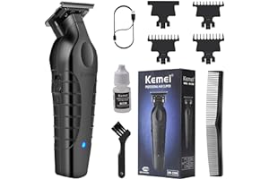 KEMEI 2299 Professional Hair/Beard Trimmer for Men Zero Gapped Hair Clippers for Barber with T Blade, Cordless Rechargeable