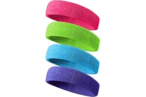 Tanluhu Sweatbands Sport Headbands for Men & Women,Terry Cloth Sweat Band for Tennis, Running, Basketball, Working Out, Execise - Athletic Sweat Cotton Headband Outdoor