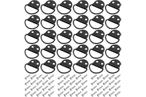 PALOZO 30 Pack Small Steel D-Ring Tie Downs Anchor Lashing Ring for Loads on Case Truck Cargo Trailers RV Boats with Screws, Black