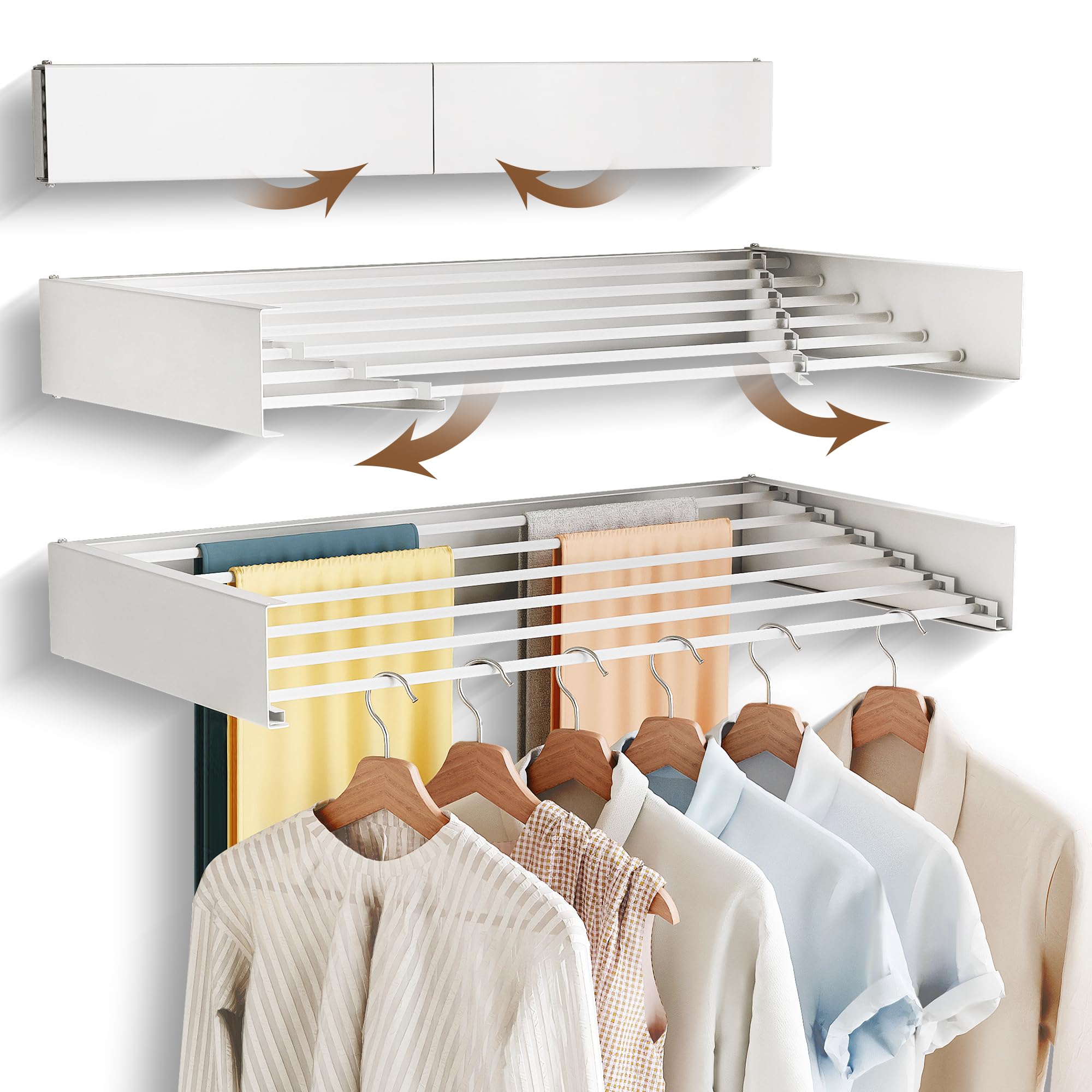 Photo 1 of ***FABRIC SEAL****

BOQORAD Wall Mounted Drying Rack,Drying Rack Clothing,Collapsible Hanging Racks for Laundry(35.5"-White)