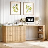 Ieejdn Computer Desk with 6 Drawers, 78" Modern Writing Desk with 0.98" Thickened Desktop &amp; Storage Shelves, Adjustable Direction &amp; Extendable Executive Office Desk Study Table for Home Office, Oak