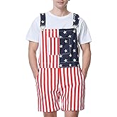 Bib Overalls for Men Adjustable Straps Work Coveralls Printed Shorts Jumpsuit