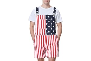 BINDEFON Bib Overalls for Men Adjustable Straps Work Coveralls Printed Shorts Jumpsuit