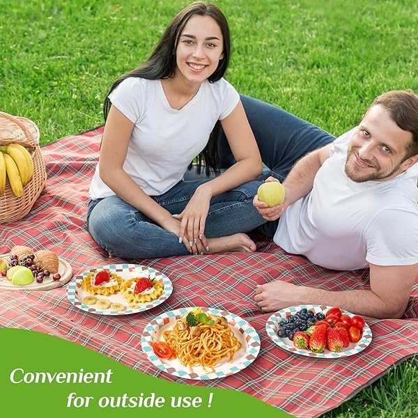 FOCUSLINE 360PACK DISPOSABLE PLATES – 8.375 INCH, SOAK-PROOF & CUT-PROOF BULK PAPER PLATES FOR PARTIES, PICNIC AND FAMILY GATHERINGS