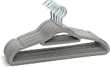 LIVEL 20 Non Slip Velvet Hangers Heavy Duty Grey 360 Degree Swivel Hooks