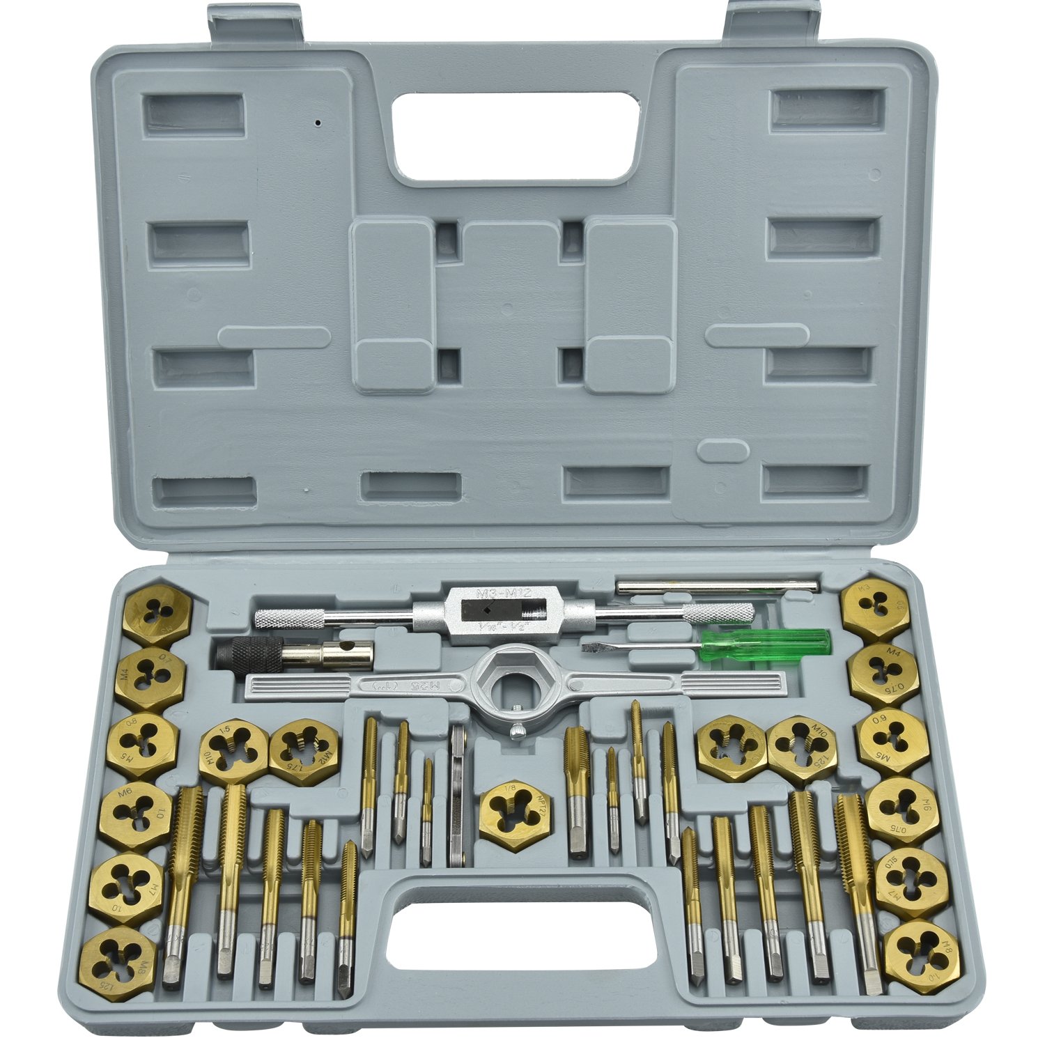 Neiko 00911A Tap and Die Set, Premium, SAE, Titanium Coated, 40Piece
