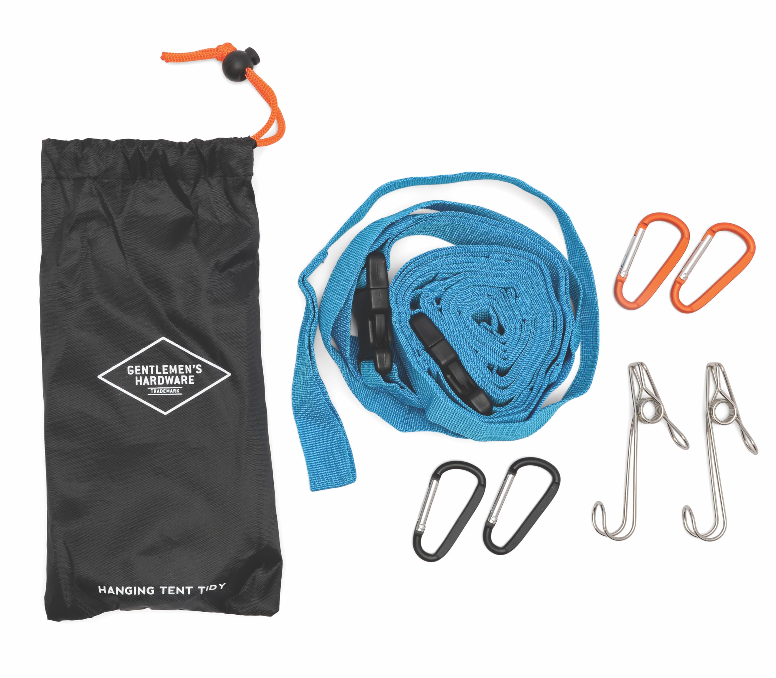 Gentlemen's Hardware Tent Organizer Line Kit Hanging Tent Tidy, 7-Piece, Blue