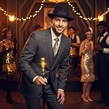 HENBRANDT Black Gold Top Pimp Cane Stick 81cm 3 Piece Fancy Dress Gangster Prop view 3