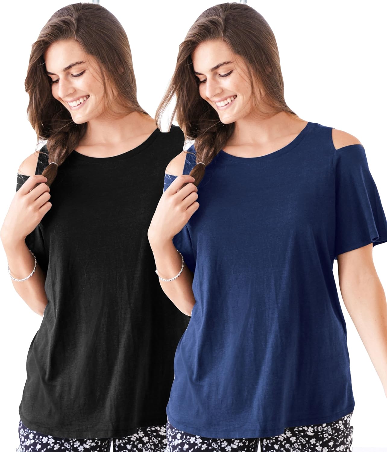 avaatar cold shoulder cotton tees for women (pack of 2)