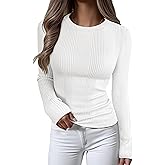ANRABESS Women's Long Sleeve Slim Fit Crewneck Lightweight Sweaters 2025 Fall Winter Basic Fitted Rib Knit Pullover Tops