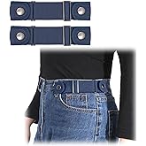 WHIPPY 2 Packs No Buckle Stretch Belt for Women Men Invisible 2 Loop Elastic Belt for Jeans Pants