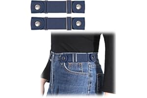 WHIPPY 2 Packs No Buckle Stretch Belt for Women Men Invisible 2 Loop Elastic Belt for Jeans Pants