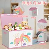 VERONLY Toy Storage Box with Lids Beige & Pink 83L Foldable Kids Basket view 3