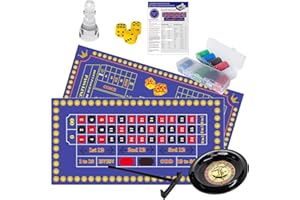 Roulette Wheel and Craps Set with Double Sided Felt, 10 Inch Roulette, Chip Rake, 200 Chips, Roulette Marker, 3 Dices, Perfec