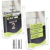 Top Notch Displays Acrylic Brochure Holder Wall Mount, 8.5x11, Pack of 2 | Clear acrylic holder for brochures, flyers, menus, and literature, includes screws and plastic anchors for installation