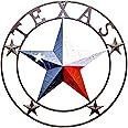 BestGiftEver Metal Star Outdoor 24" Circle with Texas License Plate Style for Wall Hanging Decoration
