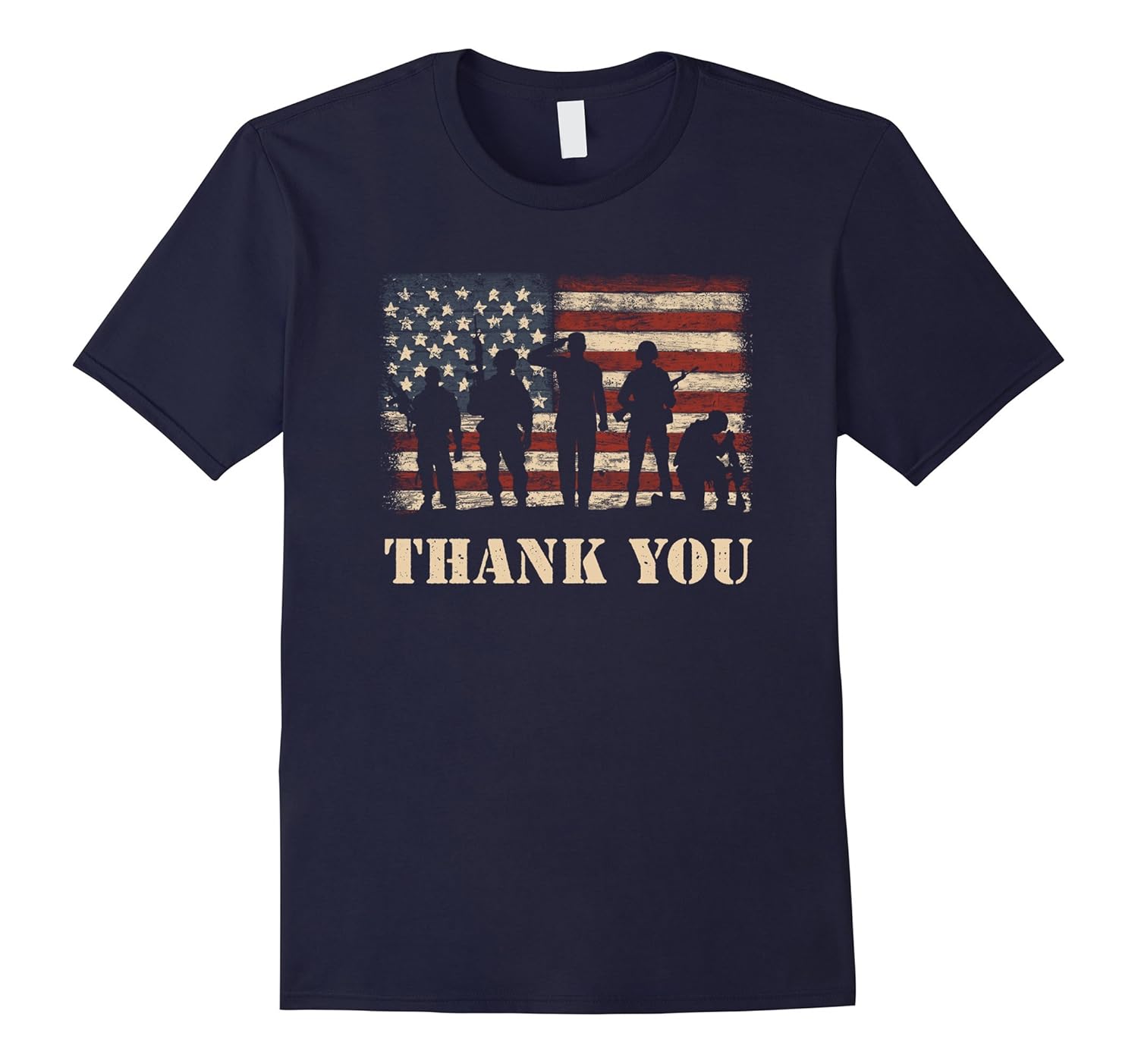 Vintage American Flag Tshirt Thank You Veterans Shirt Men-ANZ