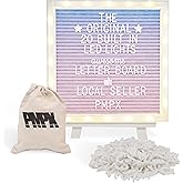 Letter Board THE ORIGINAL Gradient Felt Board with Stand, Built-in LED Lights 10x10 -Menu Board + Wood Frame, 340 Letters, Emojis + Cursive words, Pregnancy Announcement, Weddings