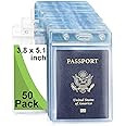 Fushing Pack of 50 Clear Plastic Vertical Badge Holders, Name Tag Holders, Card Holders (XL)