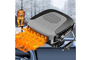 XXIMUIM Auto Heater Fan,12V 150w Car Heater Portable Windshield Defogger and Defroster Fast Heating with Cigarette Lighter Plug 360 Degree Rotary Base Cooling Fans(Gray)