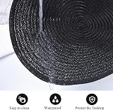 Pauwer Round Placemats and Coasters Set of 6 Black Non Slip Heat Resistant view 4