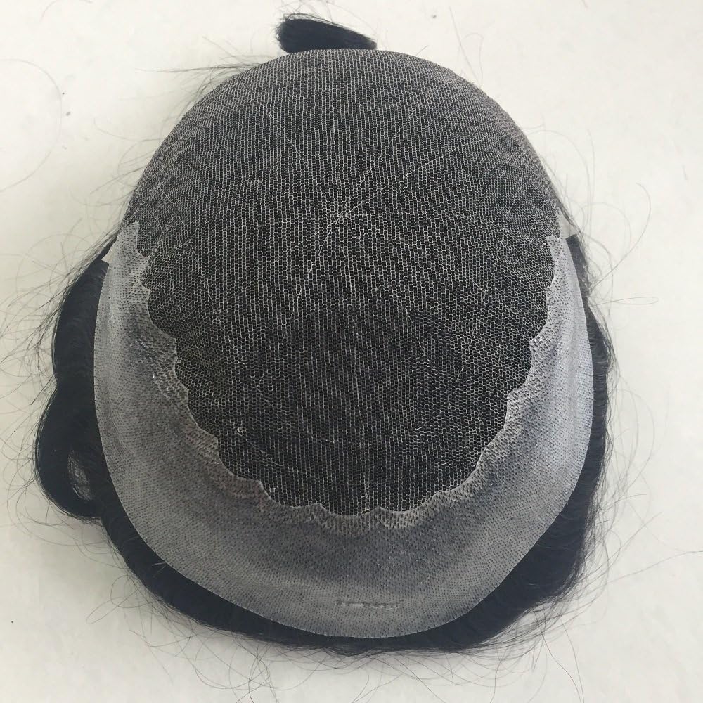 Mens Toupee Foryang Lace With Skin Human Hair Pieces Toupee Hair Replacement System For Men 8x10 Jet Black Color #1