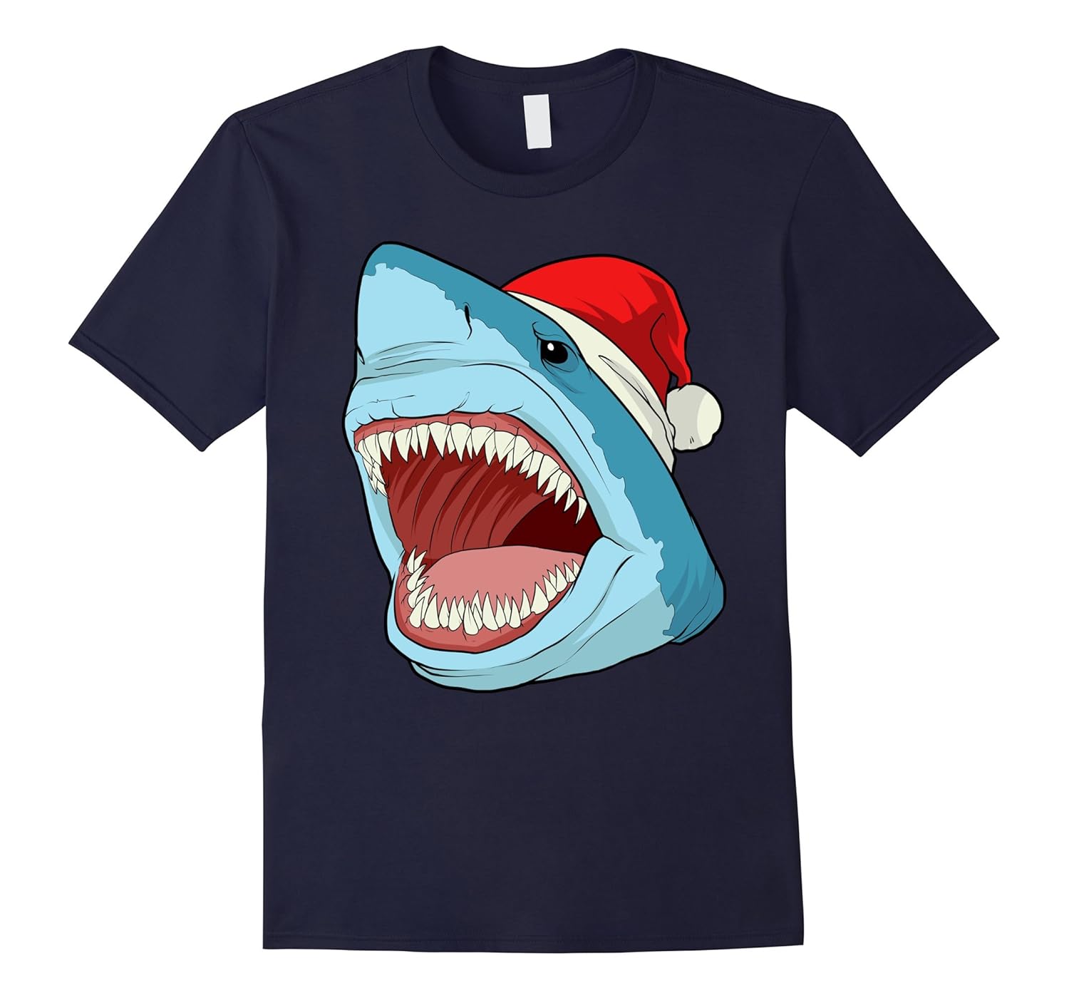 Santa Jaws T Shirt Cool Christmas Shark Pun Tee Xmas Party-ANZ