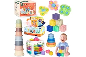MutoToy ® Baby Toys 6-12 Months, 6 in 1 Montessori Toys for Babies, 42PCS Sensory Toys with Stacking Cups, Suction Cup Spinne