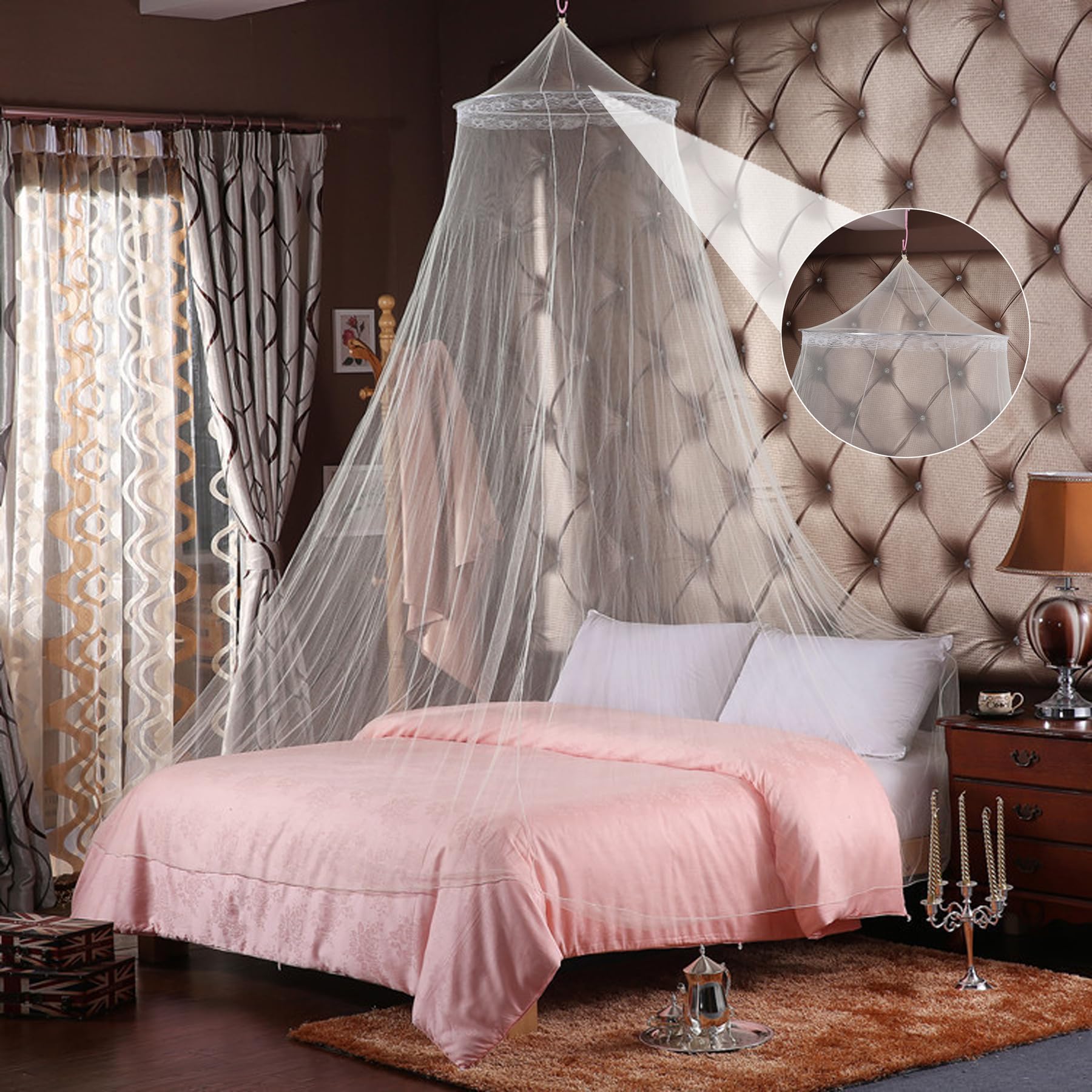 BAIYSFFG Dome Mosquito Net, Mosquito Proof, White, Romantic Style, Indoor/Outdoor, Double Bed Size