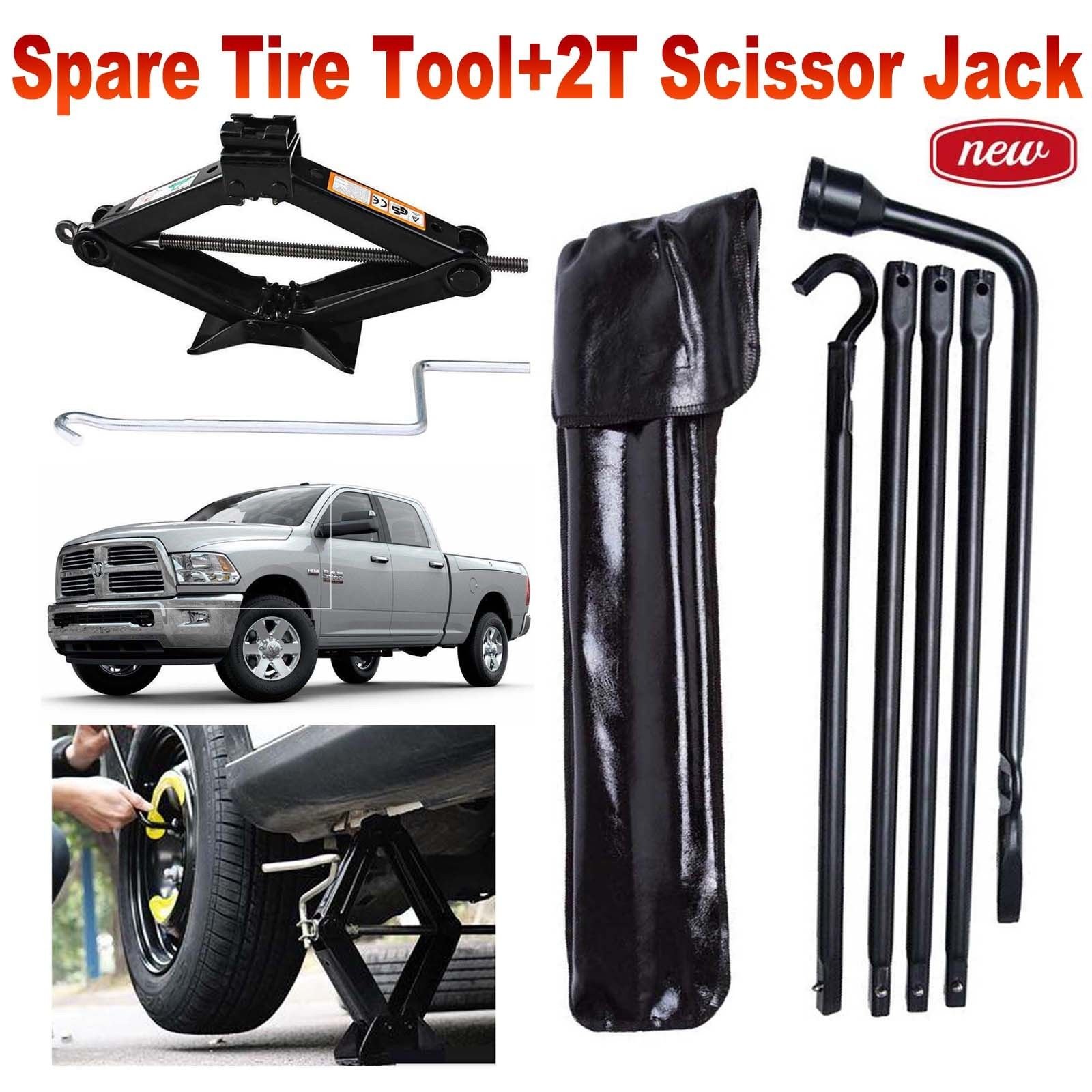 Autofu Spare Tire Tool Kit Lug Wrench Scissor Jack For Dodge Ram 1500 2002 To 2015 Jacks With Speed Crank Handle Repair Removal Tools Replacement Set With Carrying Pouch Bag Buy