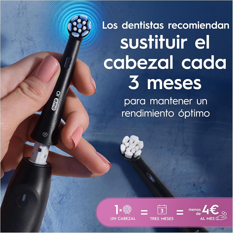 Cabeças de substituição originais Oral-B Series iO Gentle Care, pack de 8 recargas pretas para escovas de dentes elétricas Oral-B iO, escovagem suave, adequadas para gengivas sensíveis
