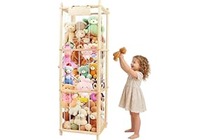 Stuffed Animal Storage, Wood Stuffed Animal Zoo Storage for Kids Room, Bedroom, Space Saving Toy Storage Holder, Wood Soft To