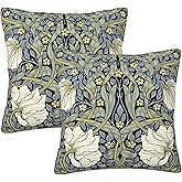 Keebik William Morris Pimpernel Throw Pillow Covers Set of 2 Cushion Covers for Couch Home Bed Living Room Decorative Pillow Cases 18x18 Inch