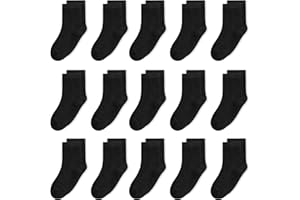 GENTABY Toddler Kids Crew Socks-15 pairs Boys Girls School Ankle Socks Casual Sport Soft Socks for Children Aged 1-14