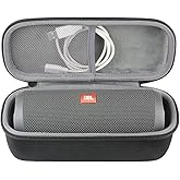 co2CREA Hard Travel Case Replacement for JBL Flip 6 FLIP 5 Waterproof Portable Bluetooth Speaker (Black Case + Inside Gray)