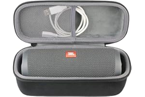 co2CREA Hard Travel Case Replacement for JBL Flip 6 FLIP 5 Waterproof Portable Bluetooth Speaker (Black Case + Inside Gray)