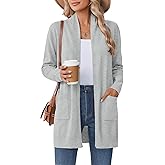 Zeagoo Women Long Cardigan Sweaters Lightweight Open Front Duster Knit Fashion Sweater Coats Trendy Cardigans with Pocket