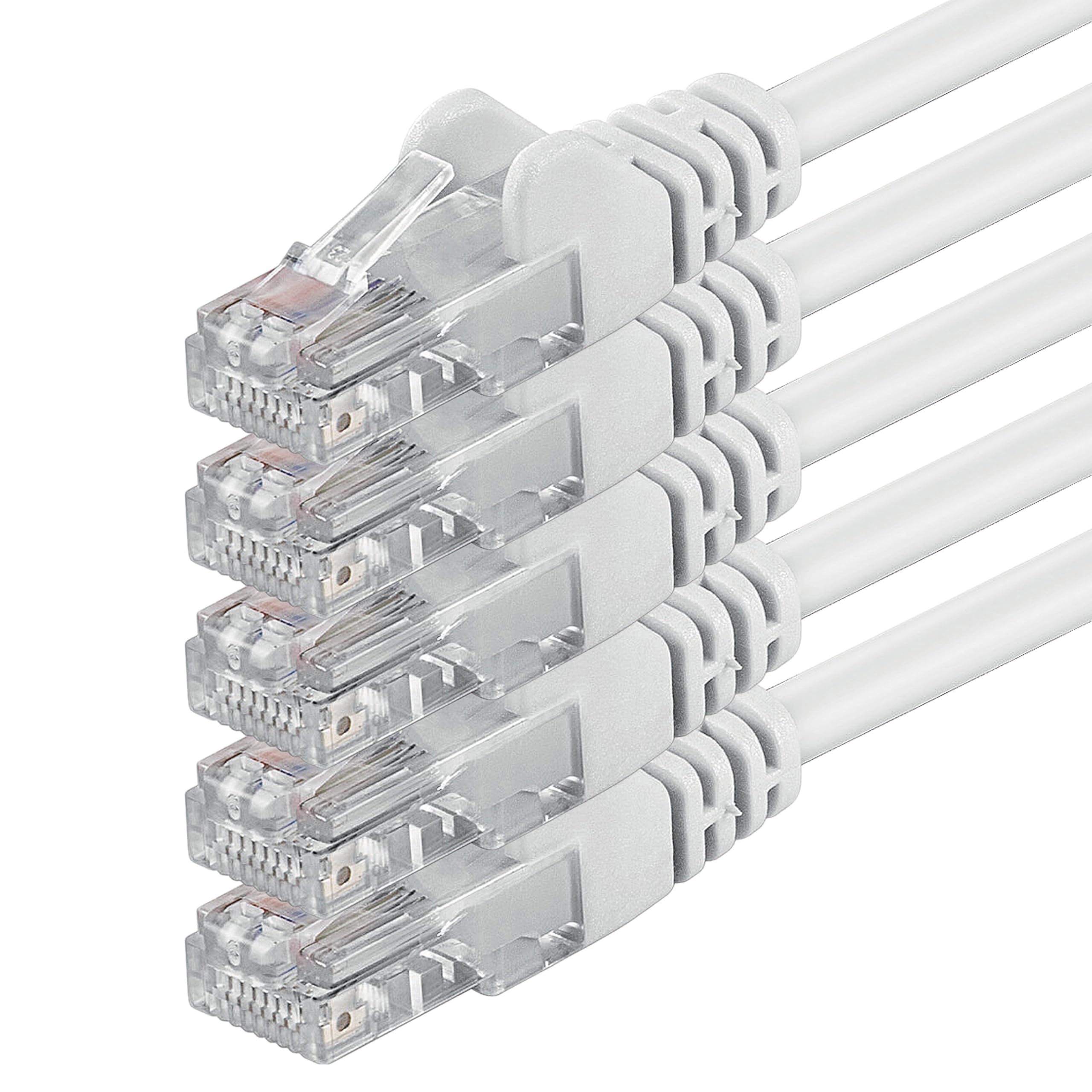 1aTTack.de 5m - white - 5 pieces - (PACK) - CAT.6 CAT6 Ethernet LAN network cable 1000 Mbit/s patch cable
