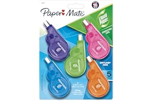 Paper Mate Liquid Paper DryLine Mini Correction Tapes, Mess-Free, Assorted Colors, 5 Count - Home, Office, Teacher Supplies, College Essentials