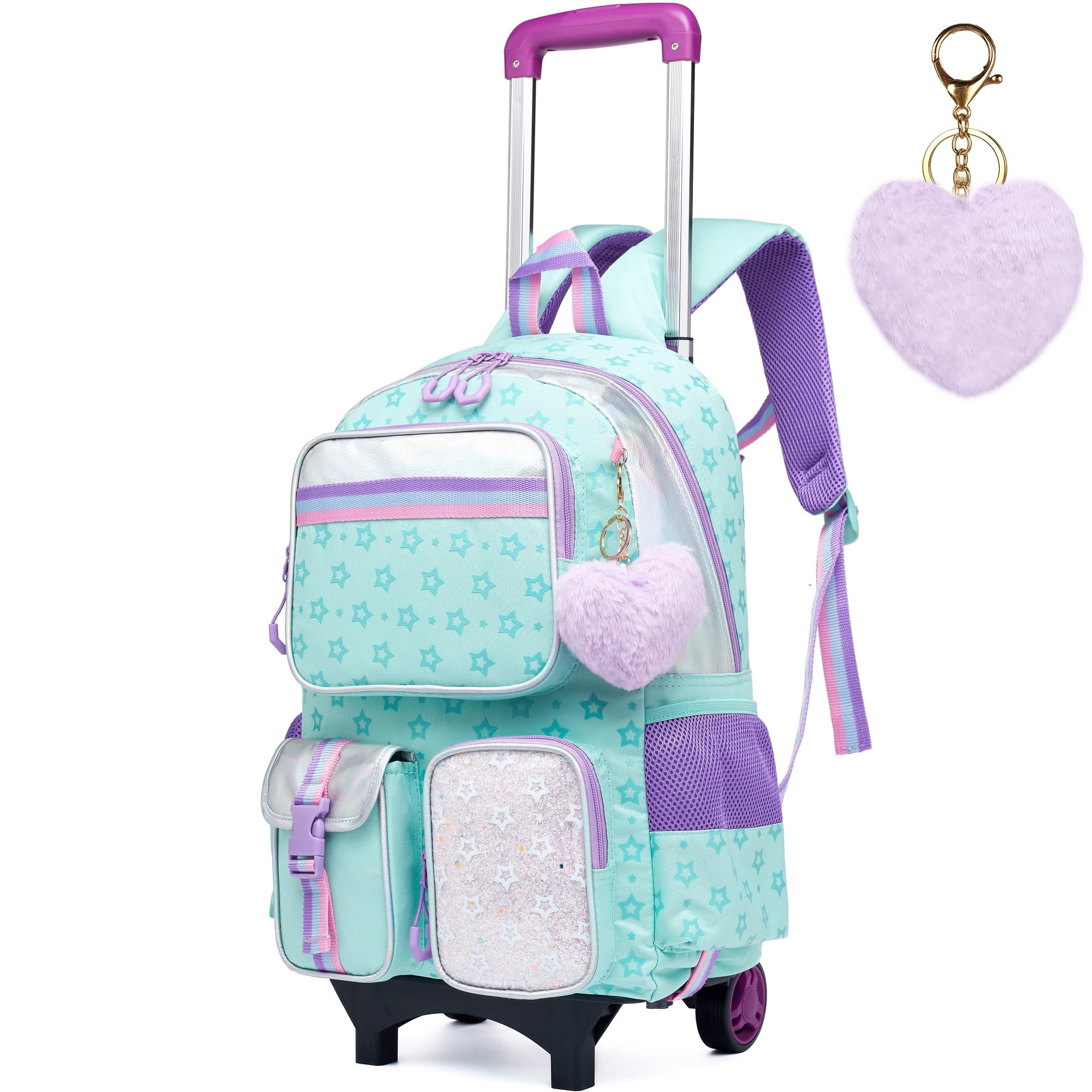 Photo 1 of Meetbelify Backpack with Wheels for Girls Rolling Backpack Cute Carry on Backpack for Elementary Student