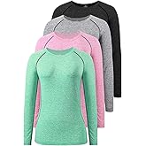 3-4 Pack Dry Fit Long Sleeve Tshirt for Women Moisture Wicking Long Sleeve Tee Outdoor Compression Running Workout Tops