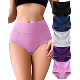 Envlon Womens Cotton Underwear High Waisted Panties Soft Stretch Full Coverage Postpartum Ladies Briefs Multi Pack