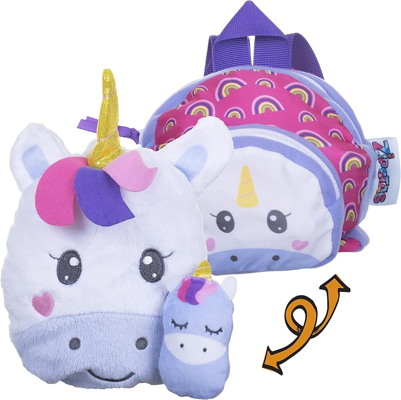 Zipstas Families 3-in-1 Girls Unicorn Sleepover Bag & Reversible Backpack